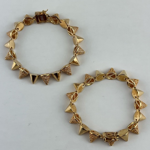 Pair of Eddie Borgo Pave Gold Spike Bracelets - Picture 2 of 4